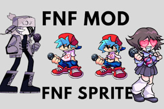 create fnaf mod animated character sprite sheet animation fnf music, fnf chart