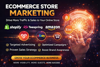 do ecommerce store marketing, shopify, teespring, ebay, amazon, etsy promotion