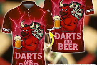 create custom t shirt darts beer bull logo