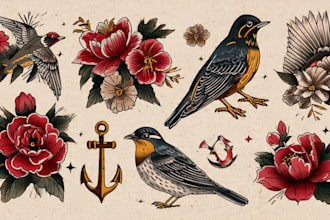 make traditional or old school tattoo design
