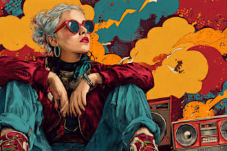 create unique vintage illustration retro art for merchandise