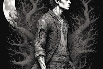 design detailed dark art for metal band album cover artwork