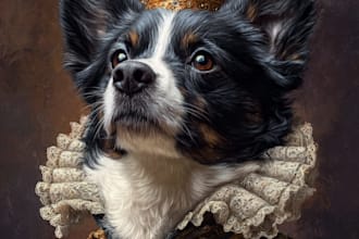 create custom royal pet portrait renaissance high quality