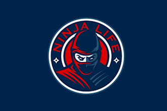 do gym fitness logo of a ninja on an ninja warrior obstacle