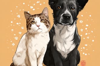 draw a cute cartoon portrait of your pet dog