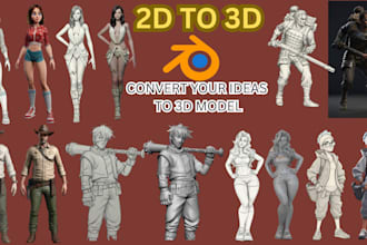 convert 2d sketch, image or floor plan to 3d character, miniature and 3dmodel