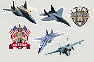 do vintage aircraft, jet fighter and war plane vector logo