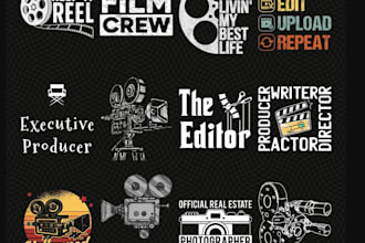 create hand drawn t shirt movie film production logo