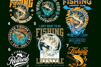 design high quality fish vintage fishing logo