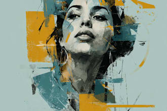 do expressive colorful abstract portrait