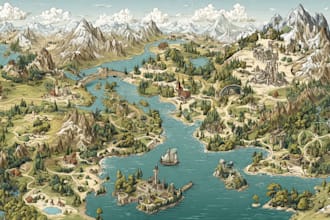 map illustration, vector map, fantasy map, event map, travel guide, game map