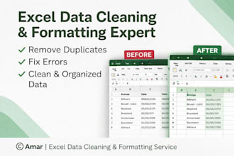 clean, format, merge, split excel data