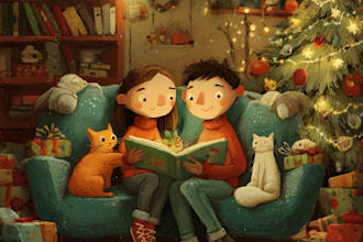christmas book illustration, christmas children book,