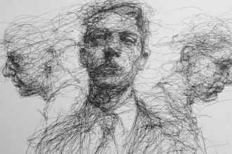 do scribble art, abstract line portrait