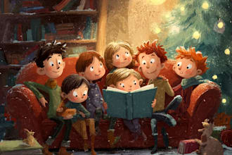 create christmas children book illustrations