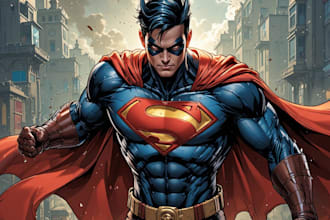 illustrate cinematic comic book cover