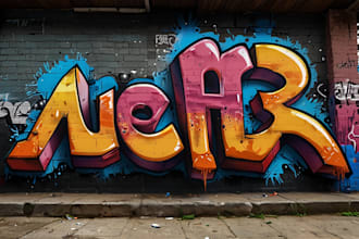 design custom graffiti text, tags, street art, and logo