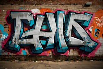 paint real graffiti art on the street wall