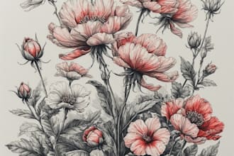 illustrate best botanical illustration with flowers
