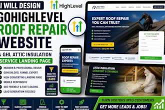 design gohighlevel roof repair website ghl attic insulation service landing page