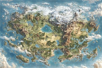illustrate medieval fantasy and sci fi maps