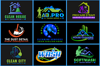 design pressure washing cleaning service or power washing logo
