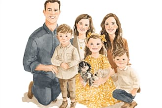 create a watercolor family portrait