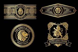 do minimalist cigar label, cigar band, cigar ring and cigar box logo design