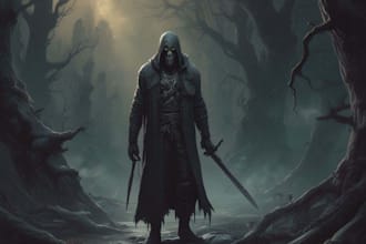do a creepy and dark horror art illustration