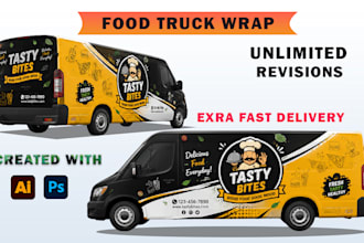 create amazing food truck wrap, food van wrap, food cart,vehicle wrap design