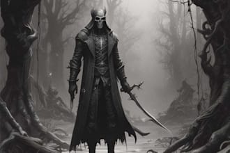 illustrate detailed horror and dark art