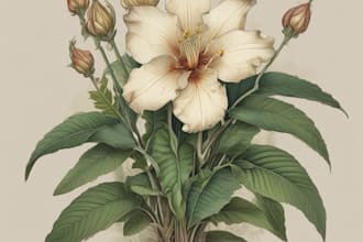 create botanical illustrations of flowers, plants, line art