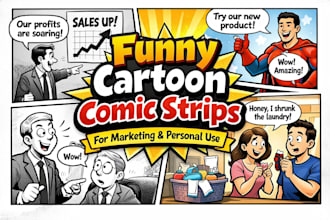 create funny cartoon comic strips for marketing and personal use