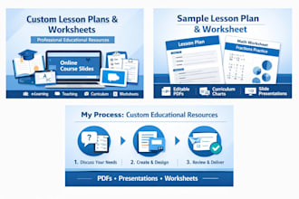design lesson plans, worksheets, course curriculum, and elearning course content