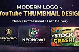 design modern logo and eye catching youtube thumbnail