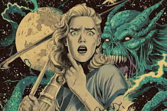 create vintage comic, horror and sci fi art