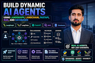 build dynamic ai agents using langgraph, langchain, fastapi, rag, and databases