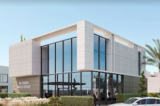reconstruct 3d office exterior, functional commercial space, company work places