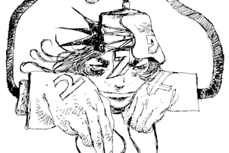 draw a gritty cyberpunk character in traditional ink style