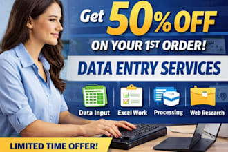 provide accurate bulk data entry on time with 50 percent off on your first order