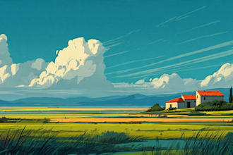 illustrate beautiful flat landscape illustration art