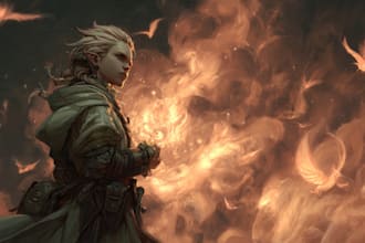 paint a character illustration in a fantasy world