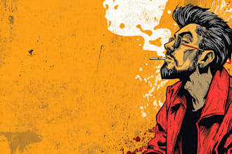 draw old retro distressed comic illustration