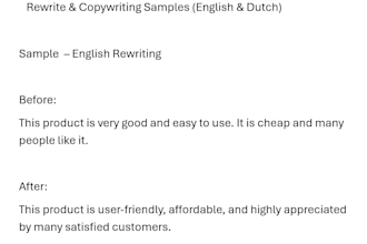 rewrite and improve your dutch and english texts