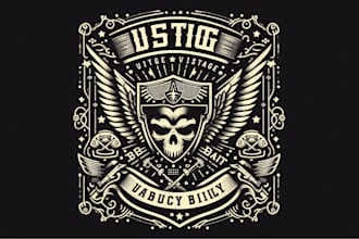 create a vintage shield  logo with t shirt design