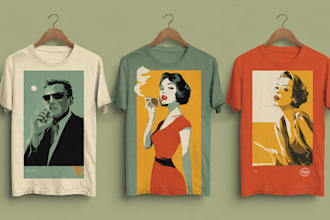 create retro tshirt designs in a vintage illustration style