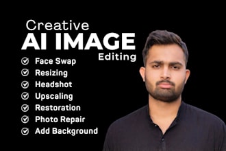 do ai headshot, remove blur, realistic face swap, resizing and background add