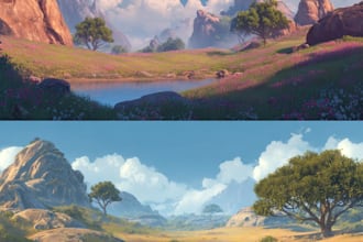 draw stylized and realistic landscape environments for game