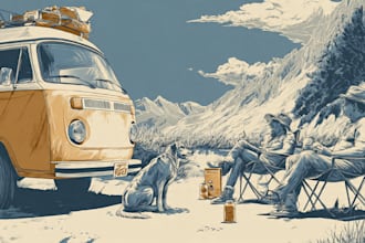 draw retro vintage style illustration