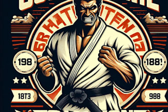 design high quality karate mascot logo with t shirt design